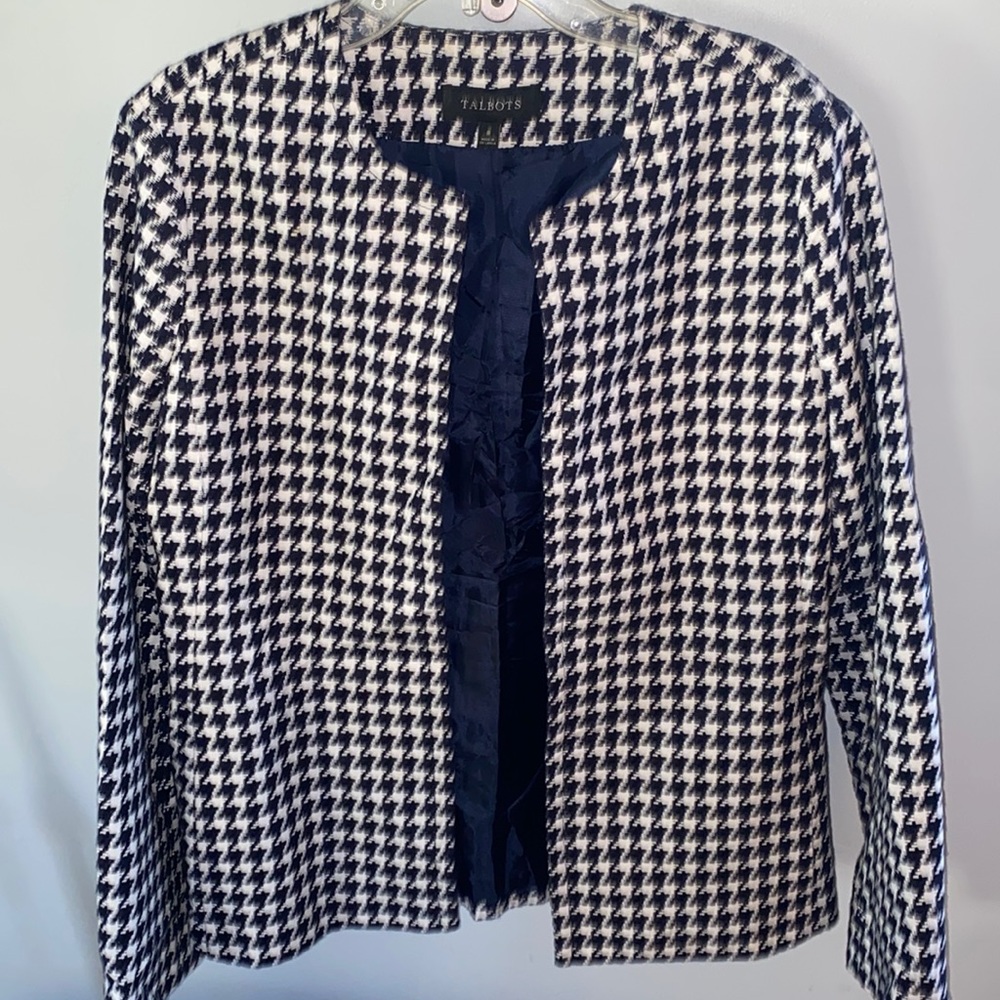Talbots houndstooth cotton weave jacket blazer